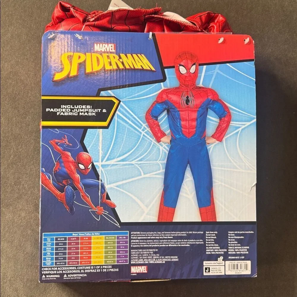 Kids Marvel Spider-Man Padded Costume Halloween Size M (8) NWT